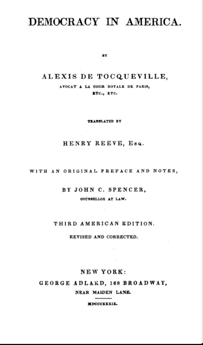Democracy in America — Volume 1 Democracy in America — Volume 1