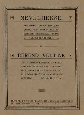 Berend Veltink
oet 't Emmer Kerspel op reize noa Grönningen um 't peerdespul van Carré te zeen en wat hum daorbij overkwam, hen en weerum