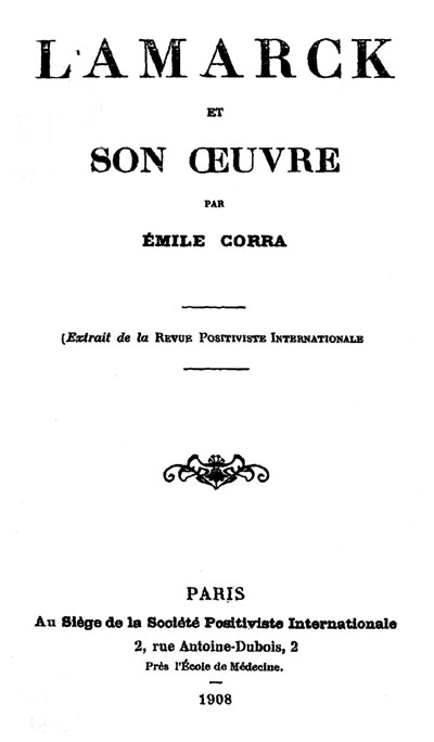 Lamarck et son OEuvre Lamarck et son OEuvre