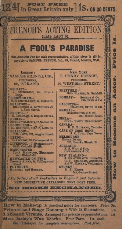 A Fool's Paradise: An Original Play in Three Acts