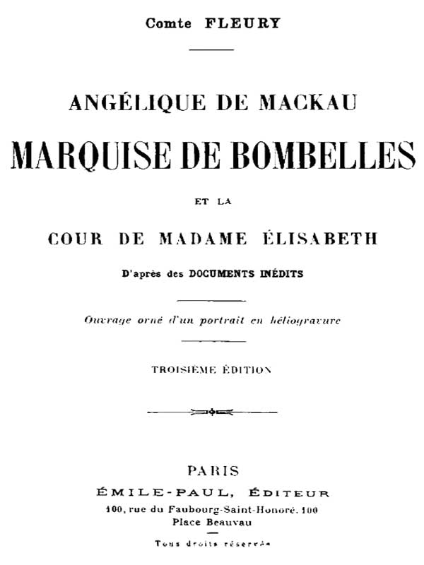 Angélique de Mackau, Marquise de Bombelles, et la Cour de Madame Élisabeth