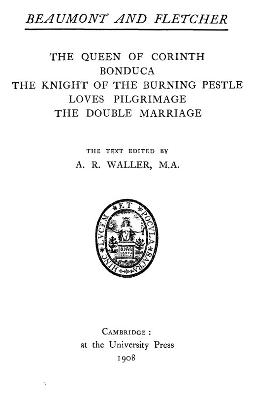 Beaumont and Fletcher's Works, Vol. 06 of 10