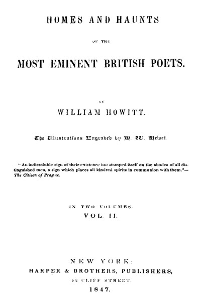 Homes and Haunts of the Most Eminent British Poets, Vol. 2 (of 2)