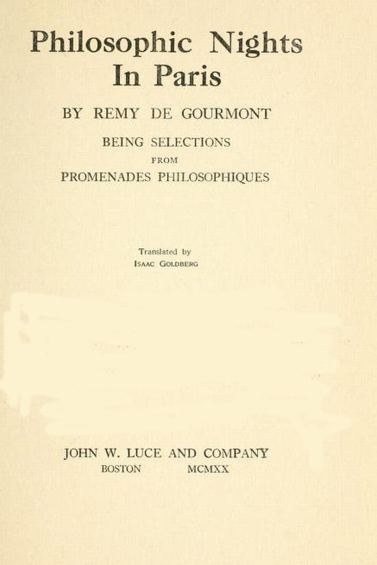 Philosophic Nights in Paris
Being selections from Promenades Philosophiques