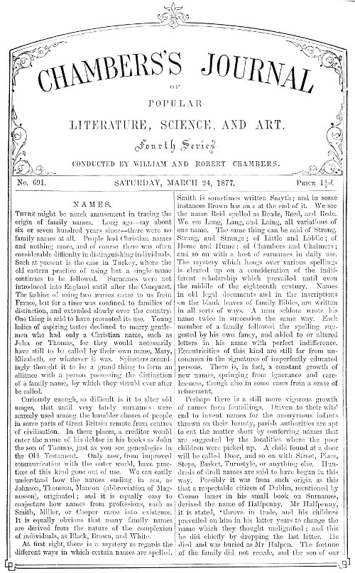 Chambers's Journal of Popular Literature, Science, and Art, No. 691
March 24, 1877