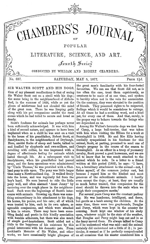 Chambers's Journal of Popular Literature, Science, and Art, No. 697
May 5, 1877