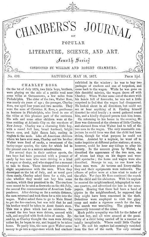 Chambers's Journal of Popular Literature, Science, and Art, No. 699
May 19, 1877