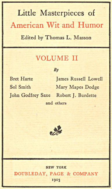 Little Masterpieces of American Wit and Humor, Volume II Little Masterpieces of American Wit and Humor, Volume II