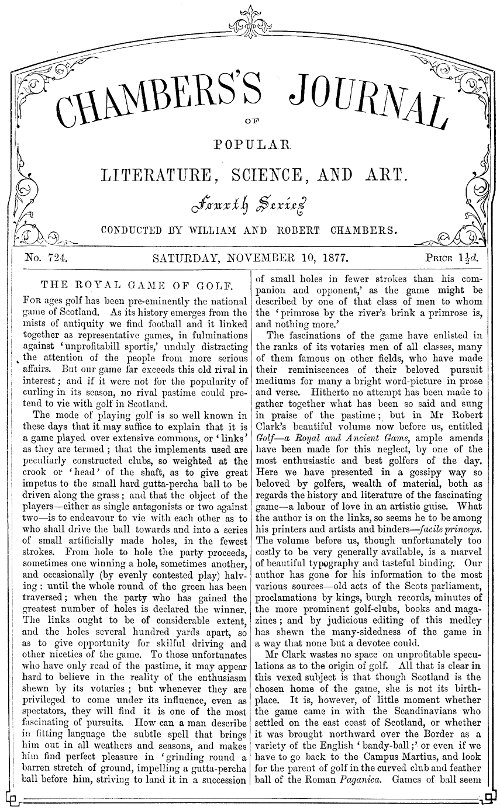 Chambers's Journal of Popular Literature, Science, and Art, No. 724 November 10, 1877 Chambers's Journal of Popular Literature, Science, and Art, No. 724 November 10, 1877