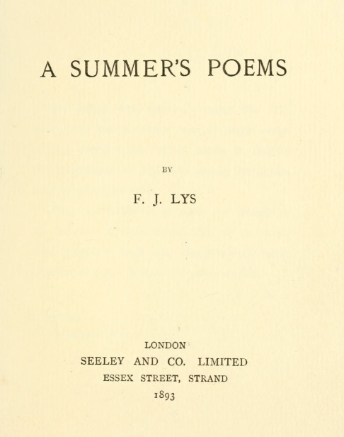 A Summer's Poems A Summer's Poems