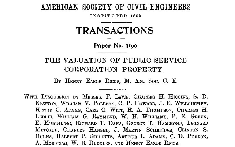 The Valuation of Public Service Corporation Property Transactions of the American Society of Civil Engineers, vol. LXXII, June, 1911, ASCE 1190 The Valuation of Public Service Corporation Property Transactions of the American Society of Civil Engineers, vol. LXXII, June, 1911, ASCE 1190