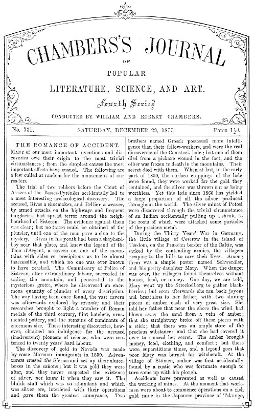 Chambers's Journal of Popular Literature, Science, and Art, No. 731
December 29, 1877