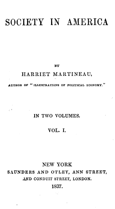 Society in America, Volume 1 (of 2) Society in America, Volume 1 (of 2)