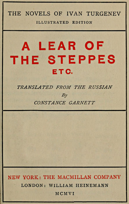 A Lear of the Steppes, etc. A Lear of the Steppes, etc.
