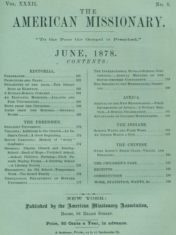 The American Missionary — Volume 32, No. 06, June, 1878 The American Missionary — Volume 32, No. 06, June, 1878