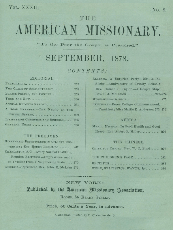 The American Missionary — Volume 32, No. 09, September, 1878 The American Missionary — Volume 32, No. 09, September, 1878