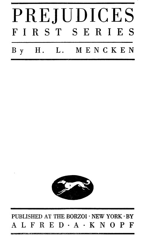 Prejudices, first series Prejudices, first series