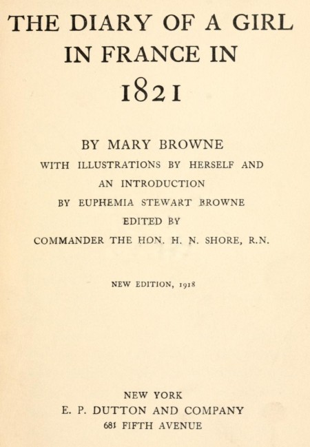 The Diary of a Girl in France in 1821