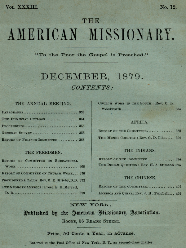 The American Missionary — Volume 33, No. 12, December 1879 The American Missionary — Volume 33, No. 12, December 1879