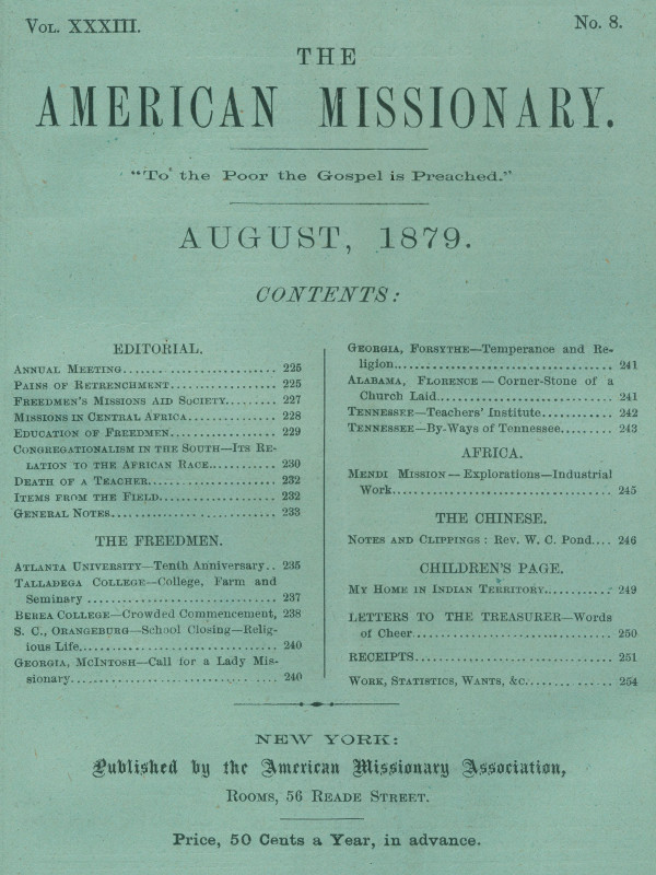 The American Missionary — Volume 33, No. 08, August, 1879 The American Missionary — Volume 33, No. 08, August, 1879