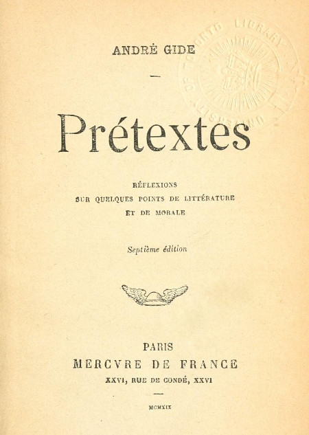 Prétextes: Réflexions sur quelques points de littérature et de morale