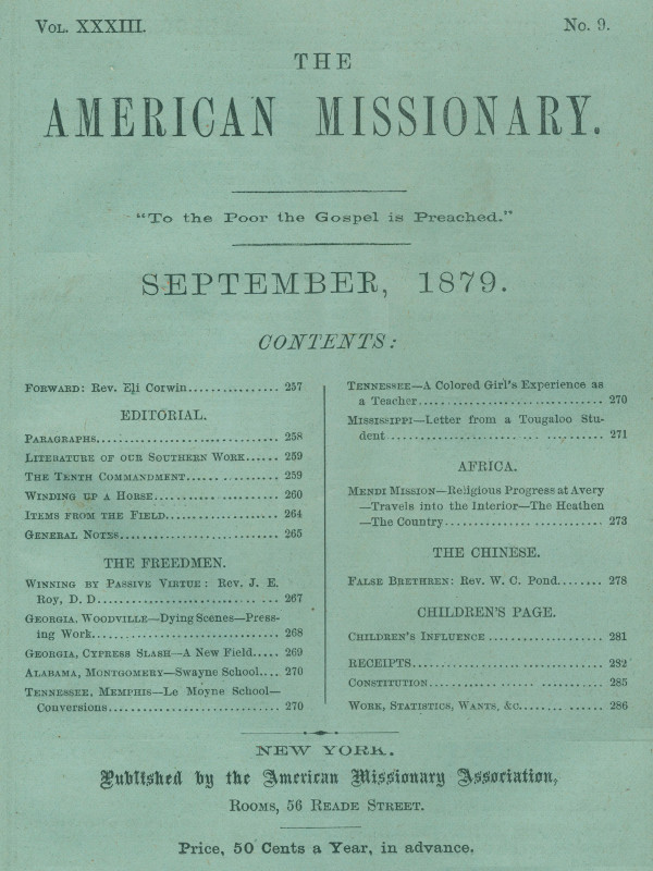 The American Missionary — Volume 33, No. 09, September, 1879 The American Missionary — Volume 33, No. 09, September, 1879