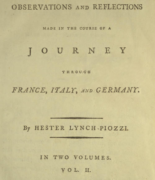 Observations and Reflections Made in the Course of a Journey through France, Italy, and Germany, Vol. 2 (of 2)