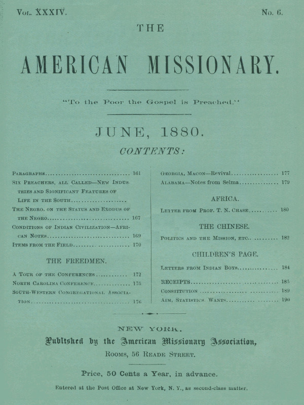 The American Missionary — Volume 34, No. 06, June, 1880 The American Missionary — Volume 34, No. 06, June, 1880