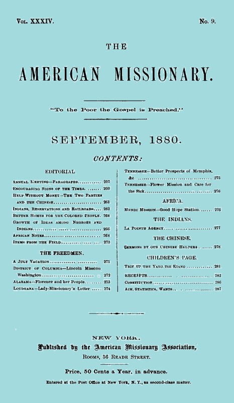 The American Missionary — Volume 34, No. 09, September, 1880 The American Missionary — Volume 34, No. 09, September, 1880