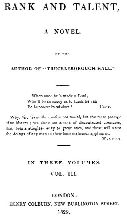 Rank and Talent; A Novel, Vol. 3 (of 3)
