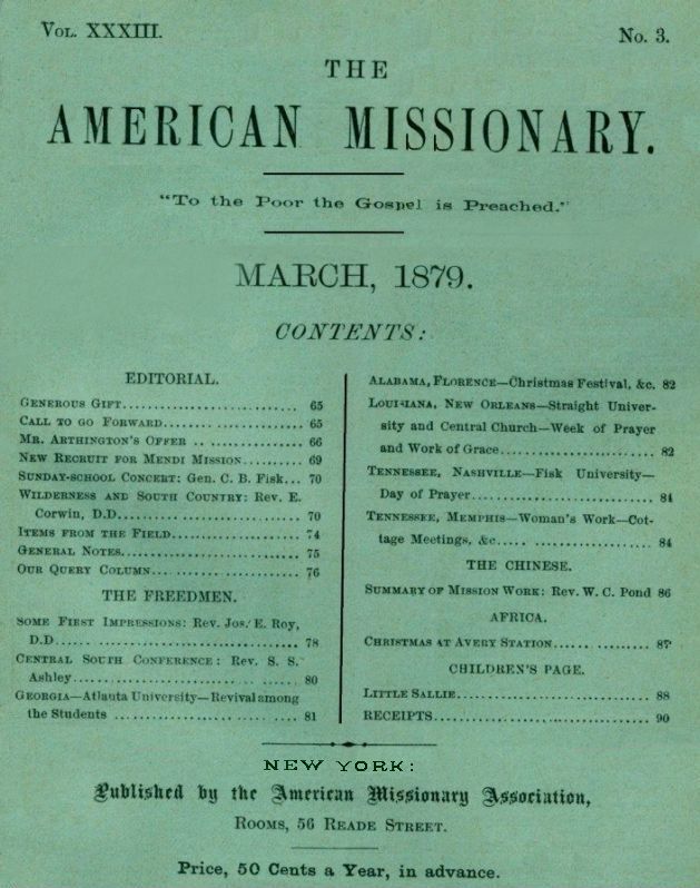 The American Missionary — Vol. 33, No. 3, March, 1879 The American Missionary — Vol. 33, No. 3, March, 1879