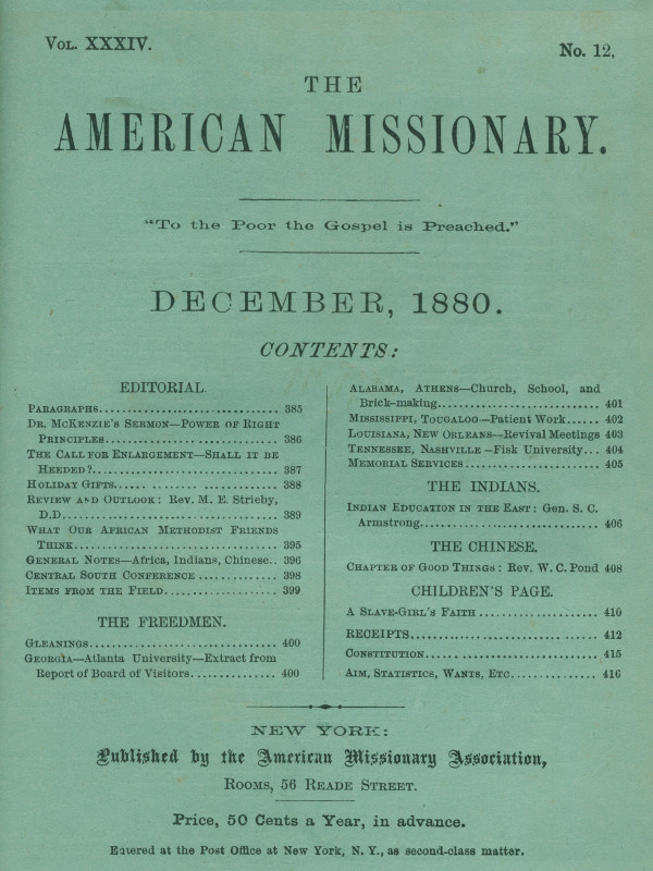 The American Missionary, Volume 34, No. 12, December 1880 The American Missionary, Volume 34, No. 12, December 1880