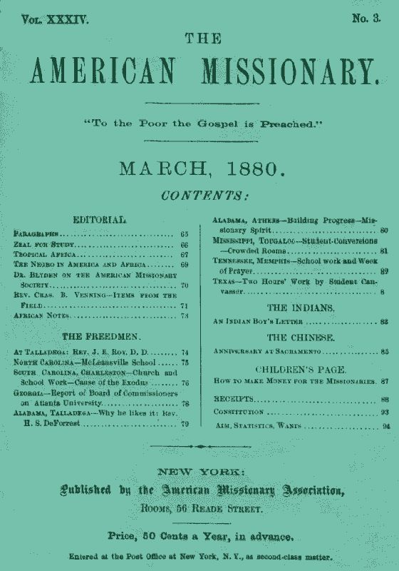 The American Missionary — Volume 34, No. 3, March, 1880 The American Missionary — Volume 34, No. 3, March, 1880