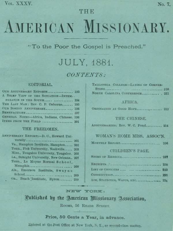The American Missionary — Volume 35, No. 7, July, 1881 The American Missionary — Volume 35, No. 7, July, 1881