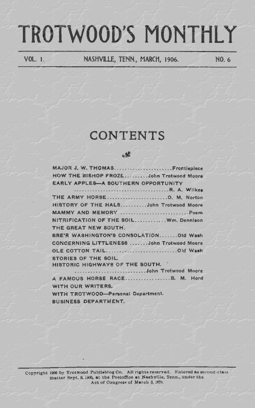 Trotwood's Monthly, Vol. I, No. 6. March, 1906