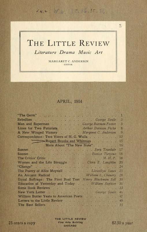 The Little Review, April 1914 (Vol. 1, No. 2) The Little Review, April 1914 (Vol. 1, No. 2)