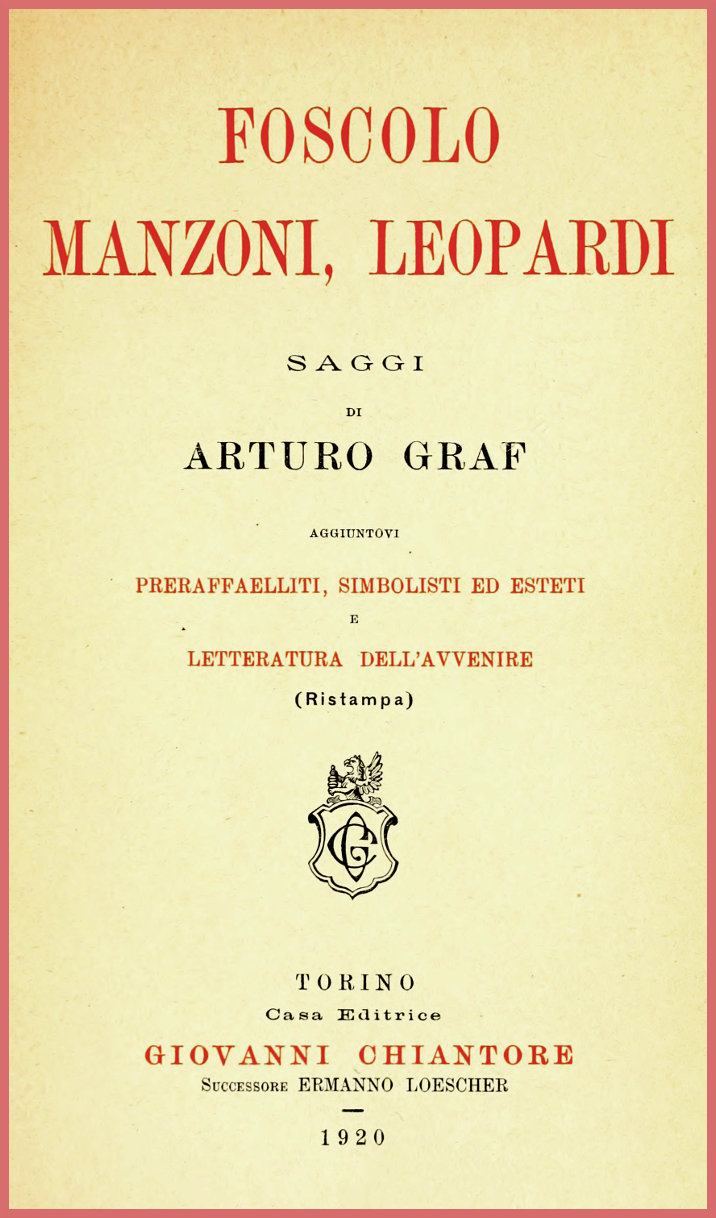 Foscolo, Manzoni, Leopardi: saggi Aggiuntovi preraffaelliti, simbolisti ed esteti e letteratura dell'avvenire Foscolo, Manzoni, Leopardi: saggi Aggiuntovi preraffaelliti, simbolisti ed esteti e letteratura dell'avvenire