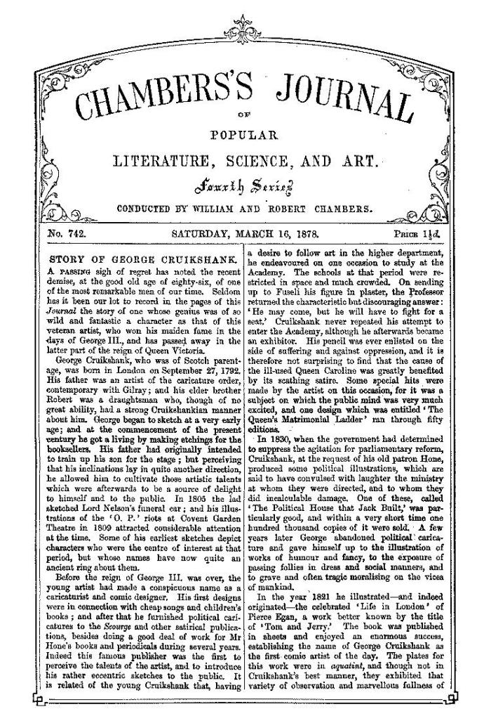 Chambers's Journal of Popular Literature, Science, and Art, No. 742, March 16, 1878 Chambers's Journal of Popular Literature, Science, and Art, No. 742, March 16, 1878