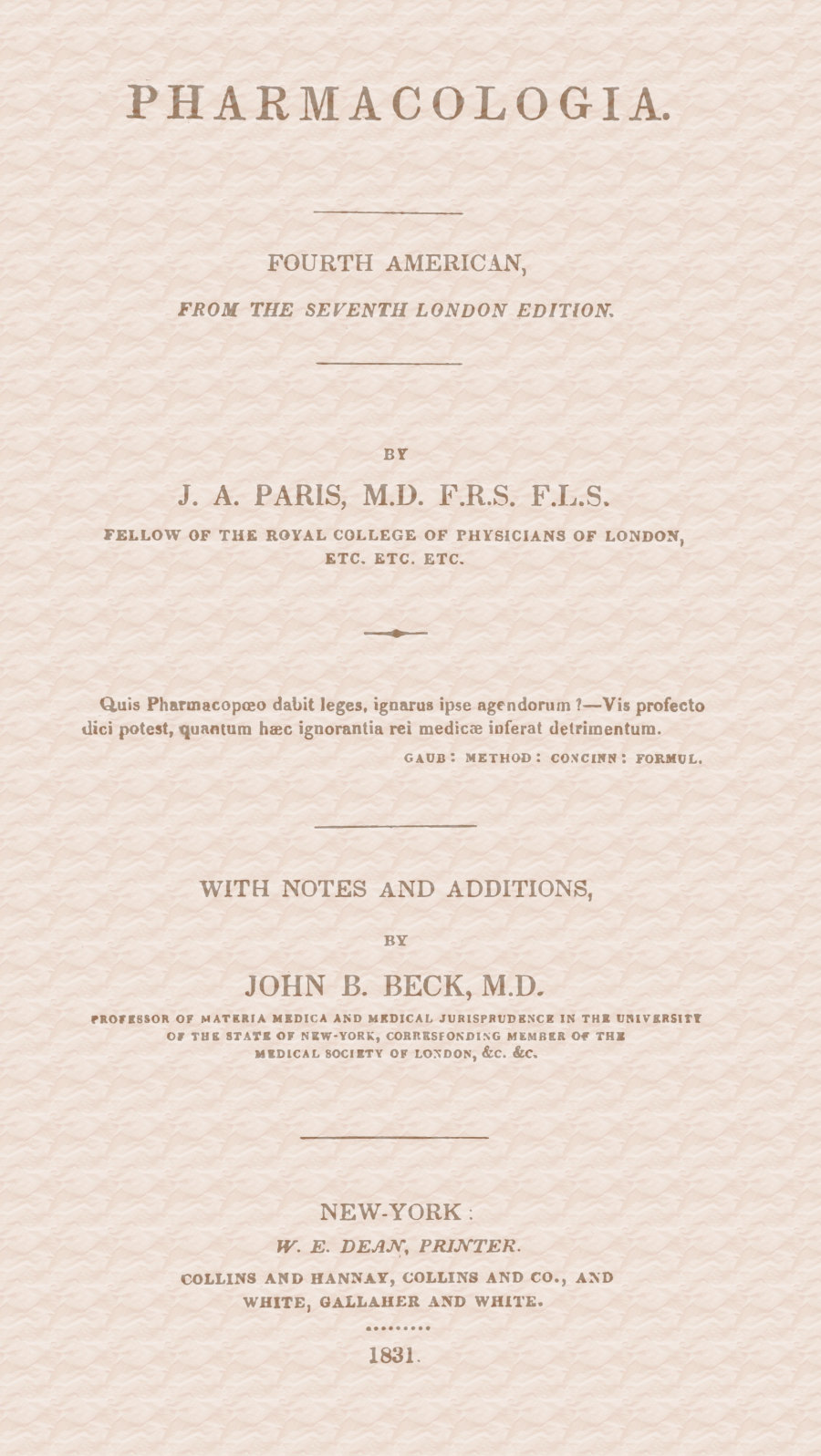 Pharmacologia
Fourth American, from the Seventh London Edition
