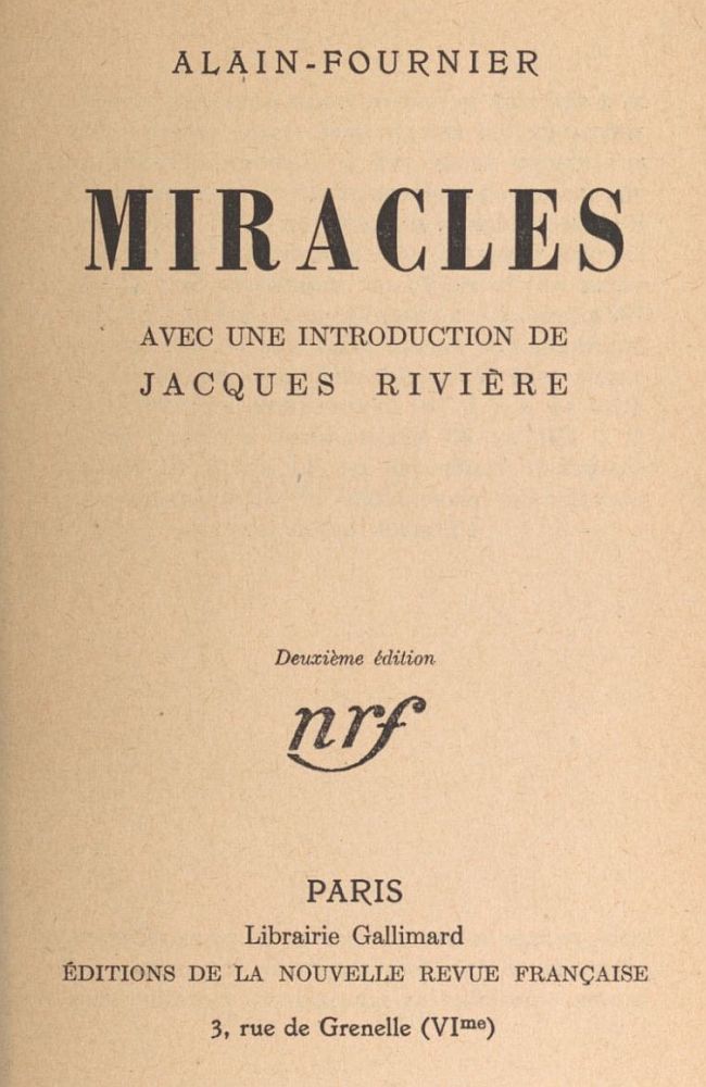 Miracles avec une introduction de Jacques Rivière Miracles avec une introduction de Jacques Rivière