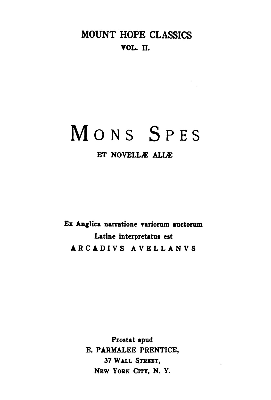 Mons Spes, et novellæ aliæ Mons Spes, et novellæ aliæ