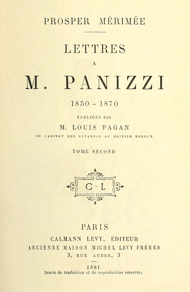 Lettres à M. Panizzi, tome II Lettres à M. Panizzi, tome II