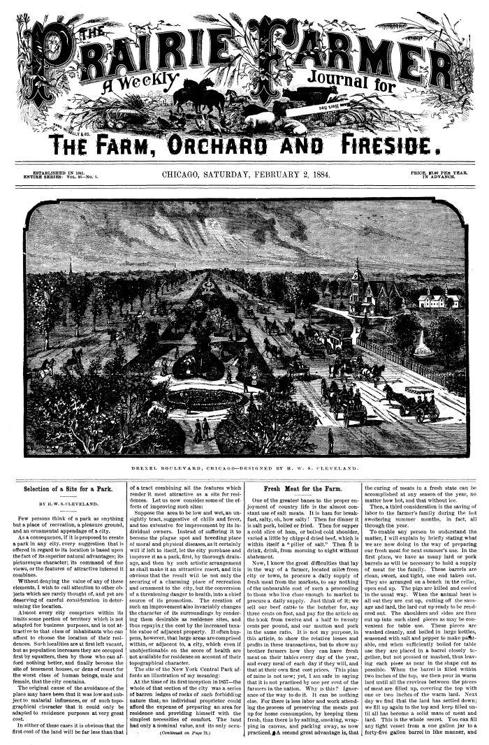 Prairie Farmer, Vol. 56: No. 5, February 2, 1884.
A Weekly Journal for the Farm, Orchard and Fireside
