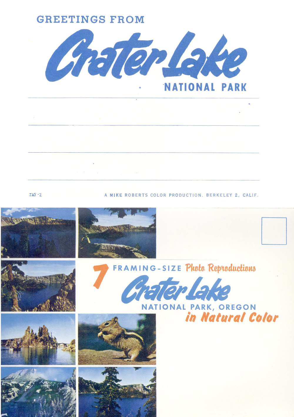 Greetings from Crater Lake National Park, Oregon 7 Framing-Size Photo Reproductions in Natural COlor Greetings from Crater Lake National Park, Oregon 7 Framing-Size Photo Reproductions in Natural COlor