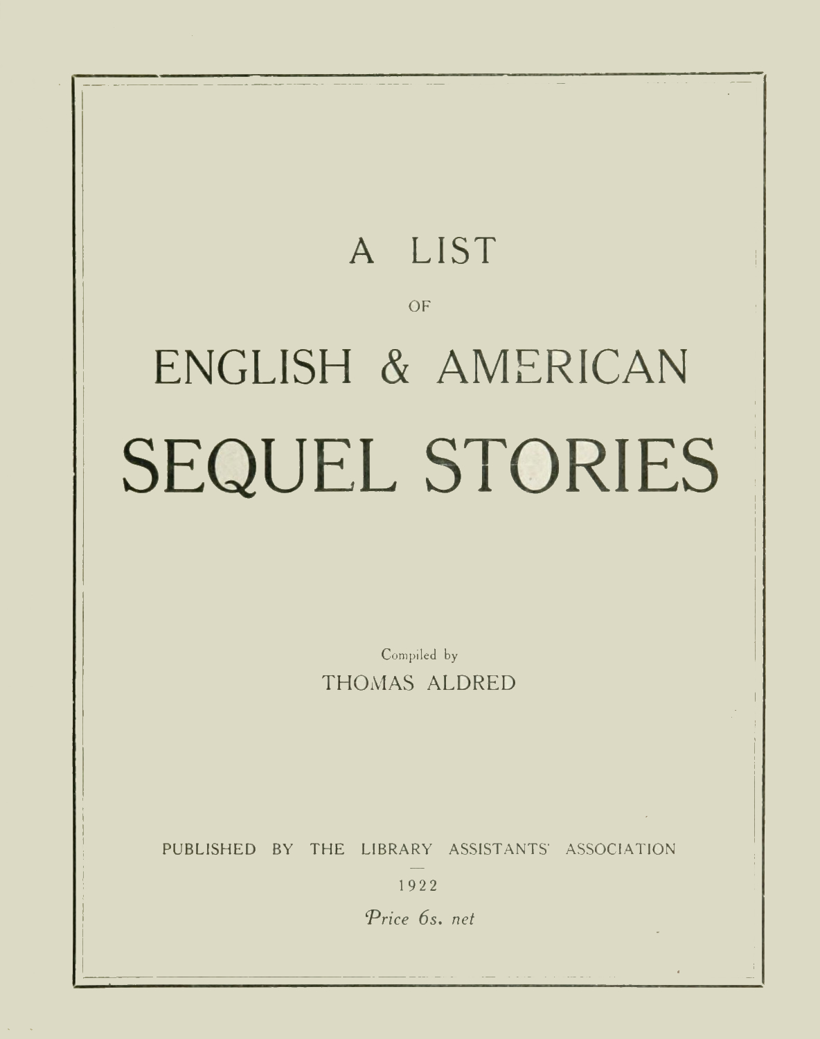 A List of English & American Sequel Stories A List of English & American Sequel Stories