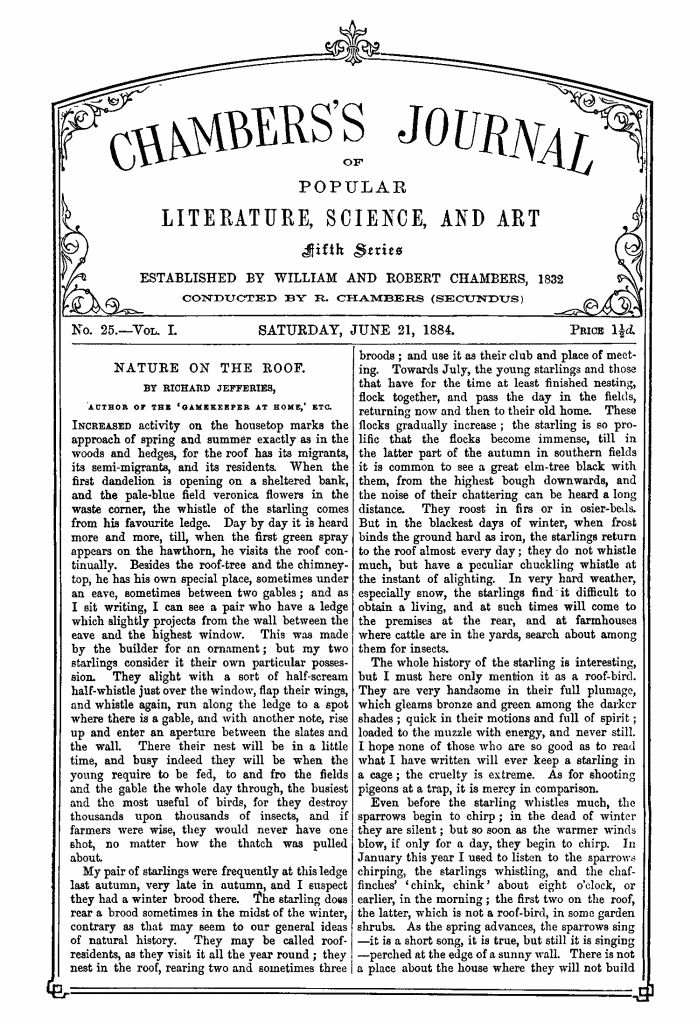 Chambers's Journal of Popular Literature, Science, and Art, Fifth Series, No. 25, Vol. I, June 21, 1884 Chambers's Journal of Popular Literature, Science, and Art, Fifth Series, No. 25, Vol. I, June 21, 1884