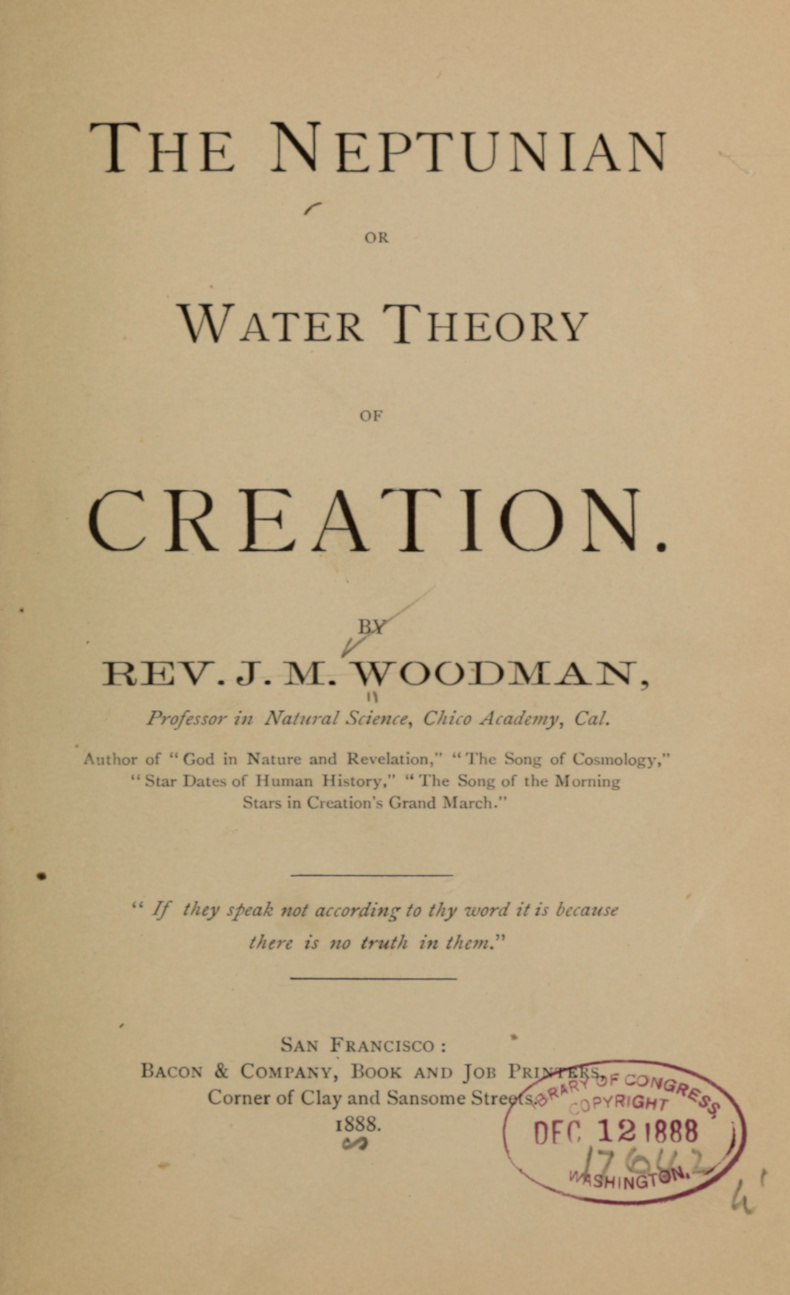 The Neptunian, or Water Theory of Creation