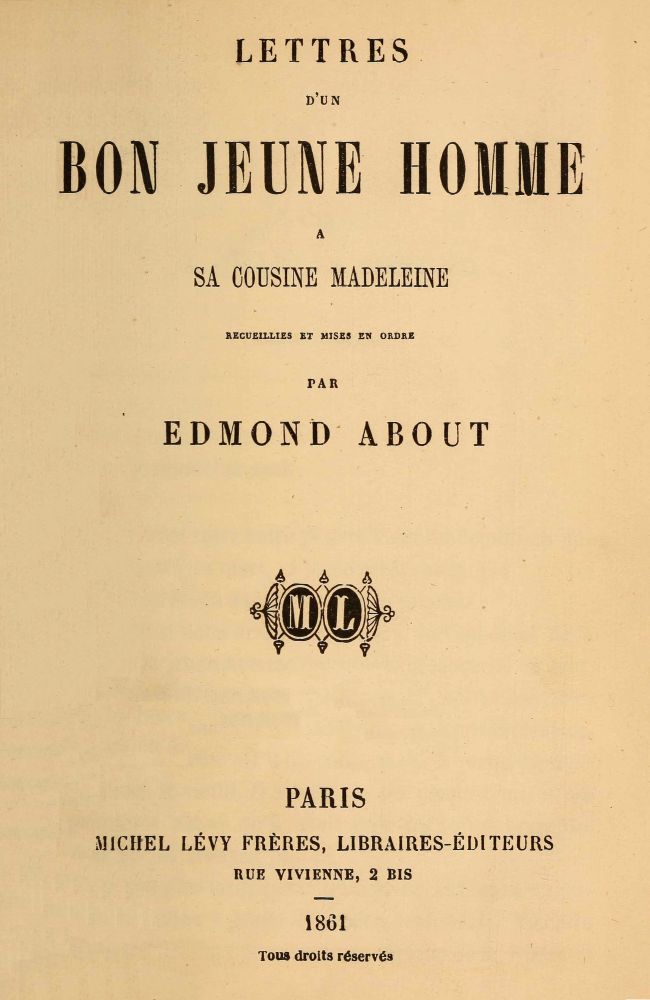 Lettres d'un bon jeune homme à sa cousine Madeleine