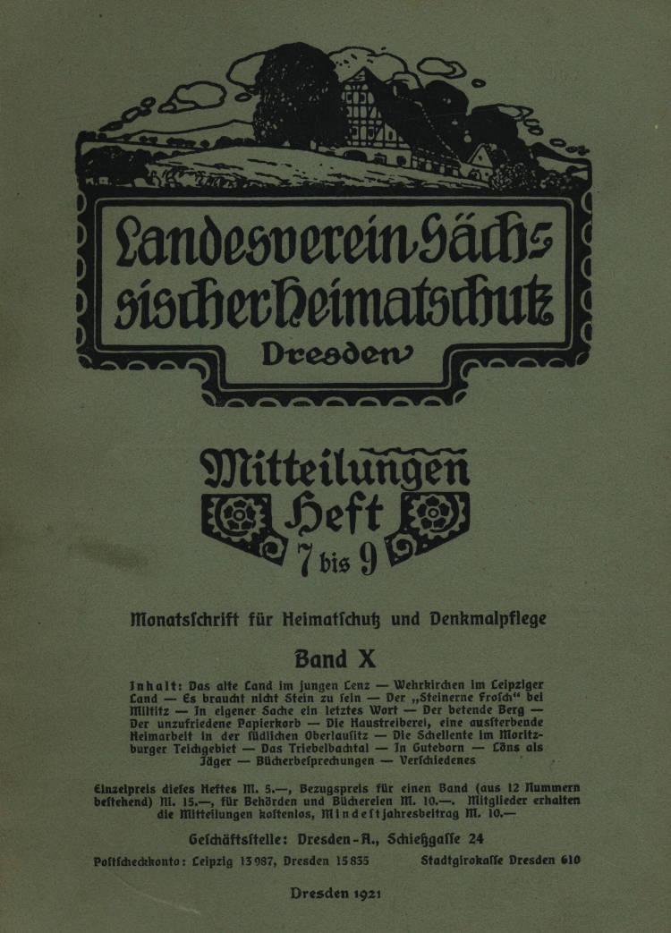 Landesverein Sächsischer Heimatschutz — Mitteilungen Band X, Heft 7-9 Landesverein Sächsischer Heimatschutz — Mitteilungen Band X, Heft 7-9