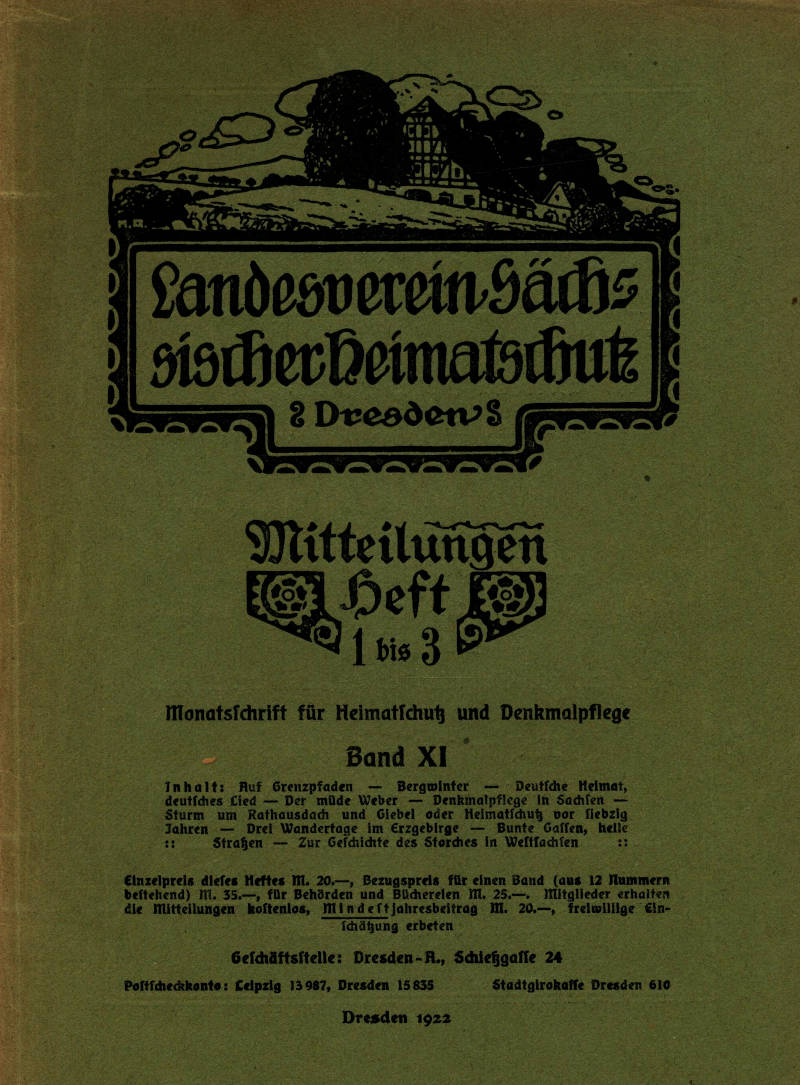 Landesverein Sächsischer Heimatschutz — Mitteilungen Band XI, Heft 1-3 Landesverein Sächsischer Heimatschutz — Mitteilungen Band XI, Heft 1-3